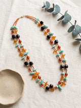 Glass Beads and Charms Hand Braided Long Necklace