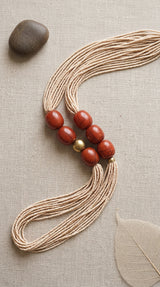 Beige Beaded Multi-Layer Handmade Necklace
