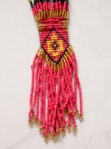 Pink and Multi-Color Hand Beaded Long Necklace Set