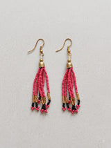 Pink and Multi-Color Hand Beaded Long Necklace Set