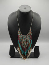 Ocean Coral — Turquoise Fringe Bib Necklace