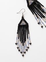 Black and Grey Hand Beaded Dangler Earrings