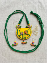 Hand-Painted Love Birds Wooden Necklace Set