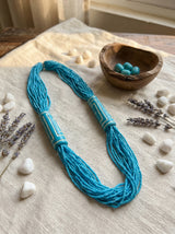 Blue Beaded Multi Layer Long Necklace