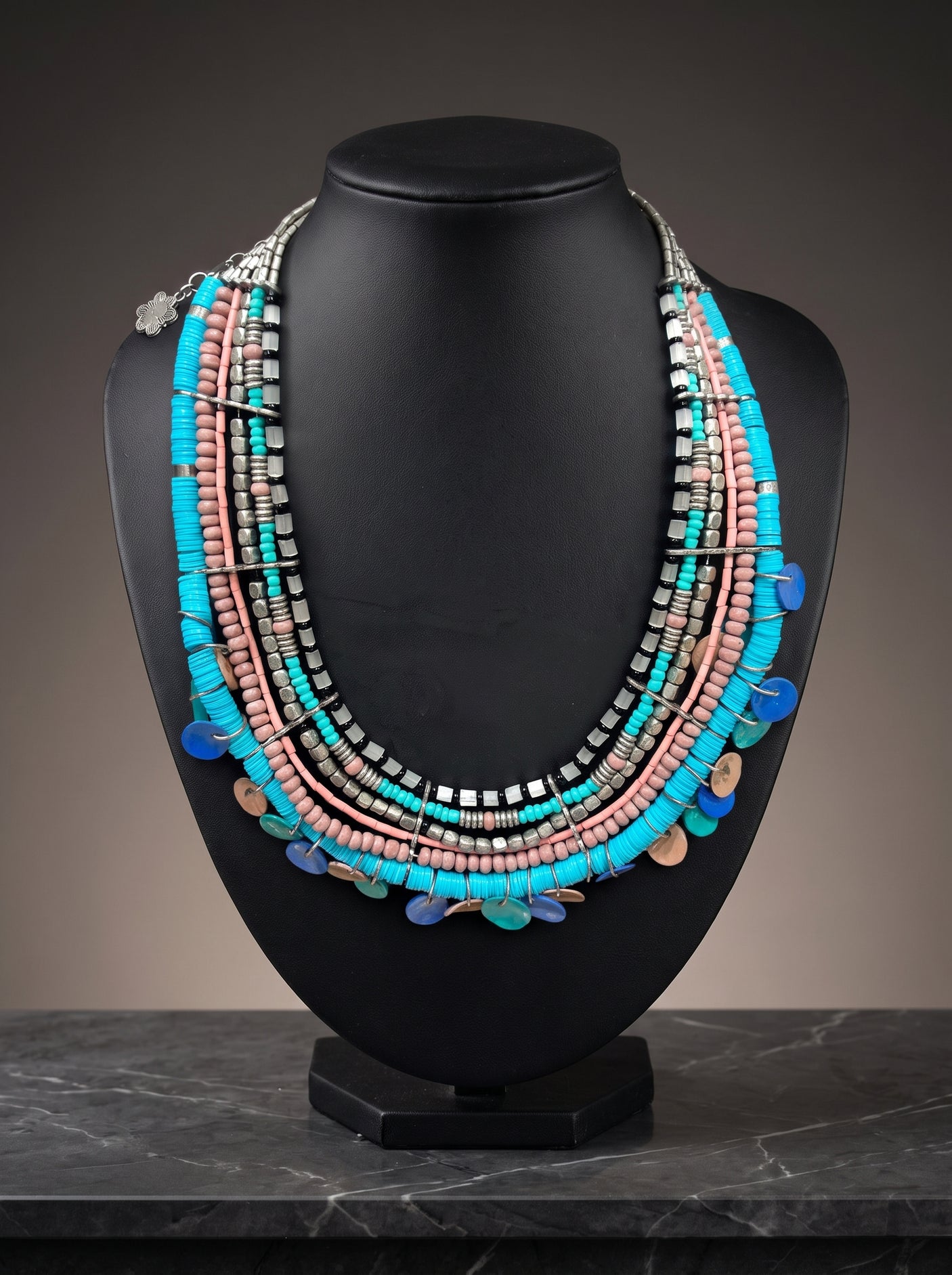 Vibrant Beads Multi Layered Bohemian Choker Necklace