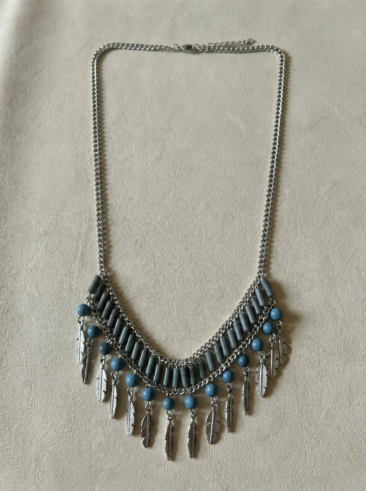 Teal Tide — Textured Seed Bead Collar Necklace