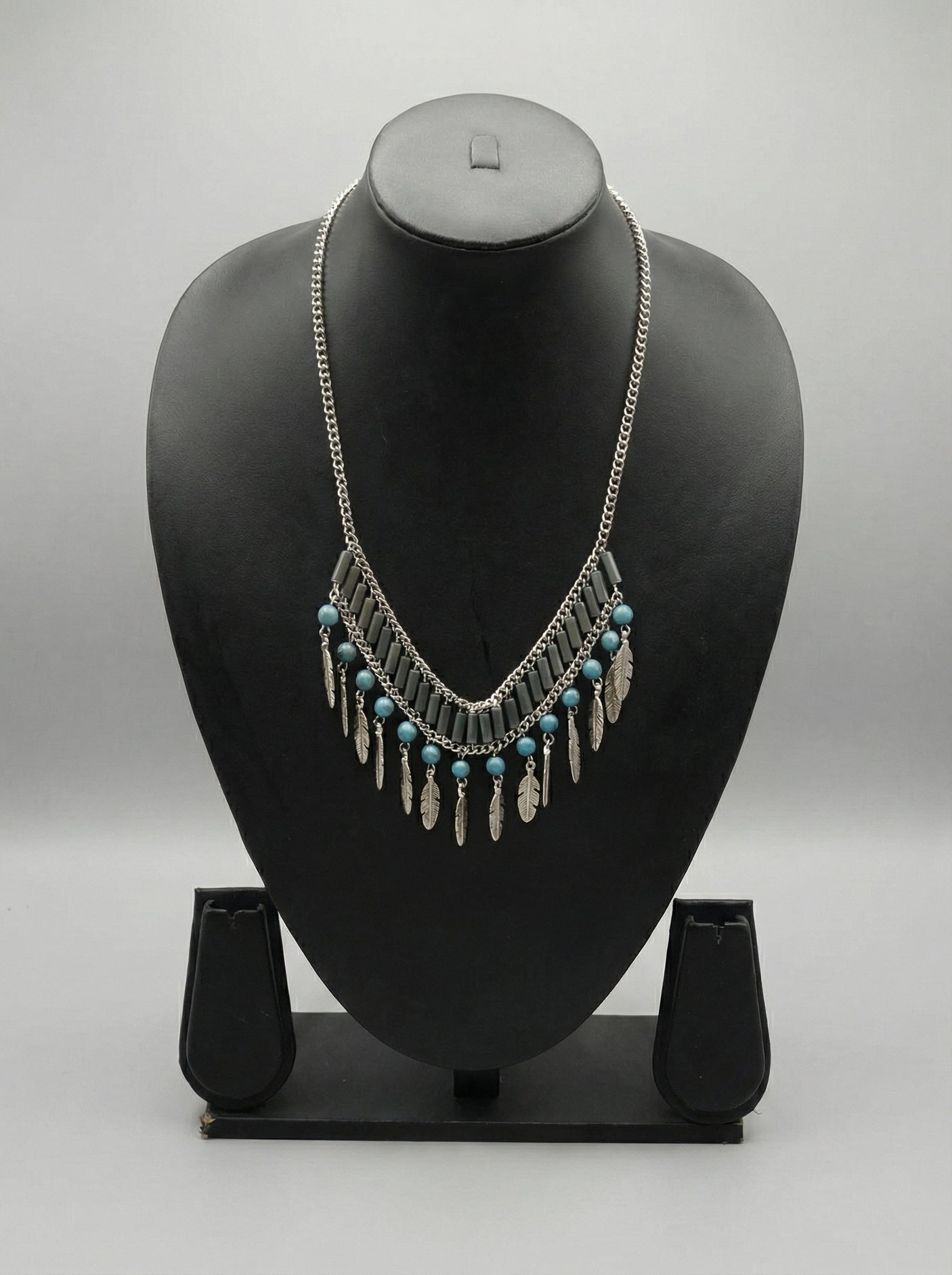Teal Tide — Textured Seed Bead Collar Necklace