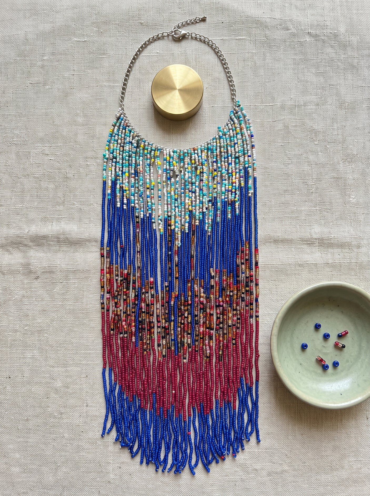 Multi-Color Beads Handmade Waterfall Necklace