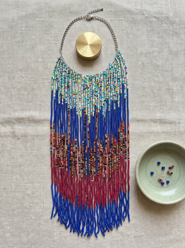 Multi-Color Beads Handmade Waterfall Necklace
