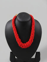 Red Twisted Beads Multi-Layer Handmade Necklace