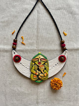 Hand-Painted Ganesha Macrame and Terracotta Clay Handmade Necklace
