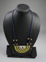 Warli Dancer Yellow Hand Painted Arch Pendant Necklace