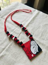 Red and Black Ganesha Hand Painted Necklace