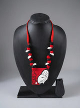 Red and Black Ganesha Hand Painted Necklace