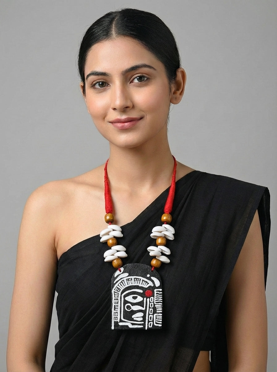 Abstract Hand Painted Fabric Necklace