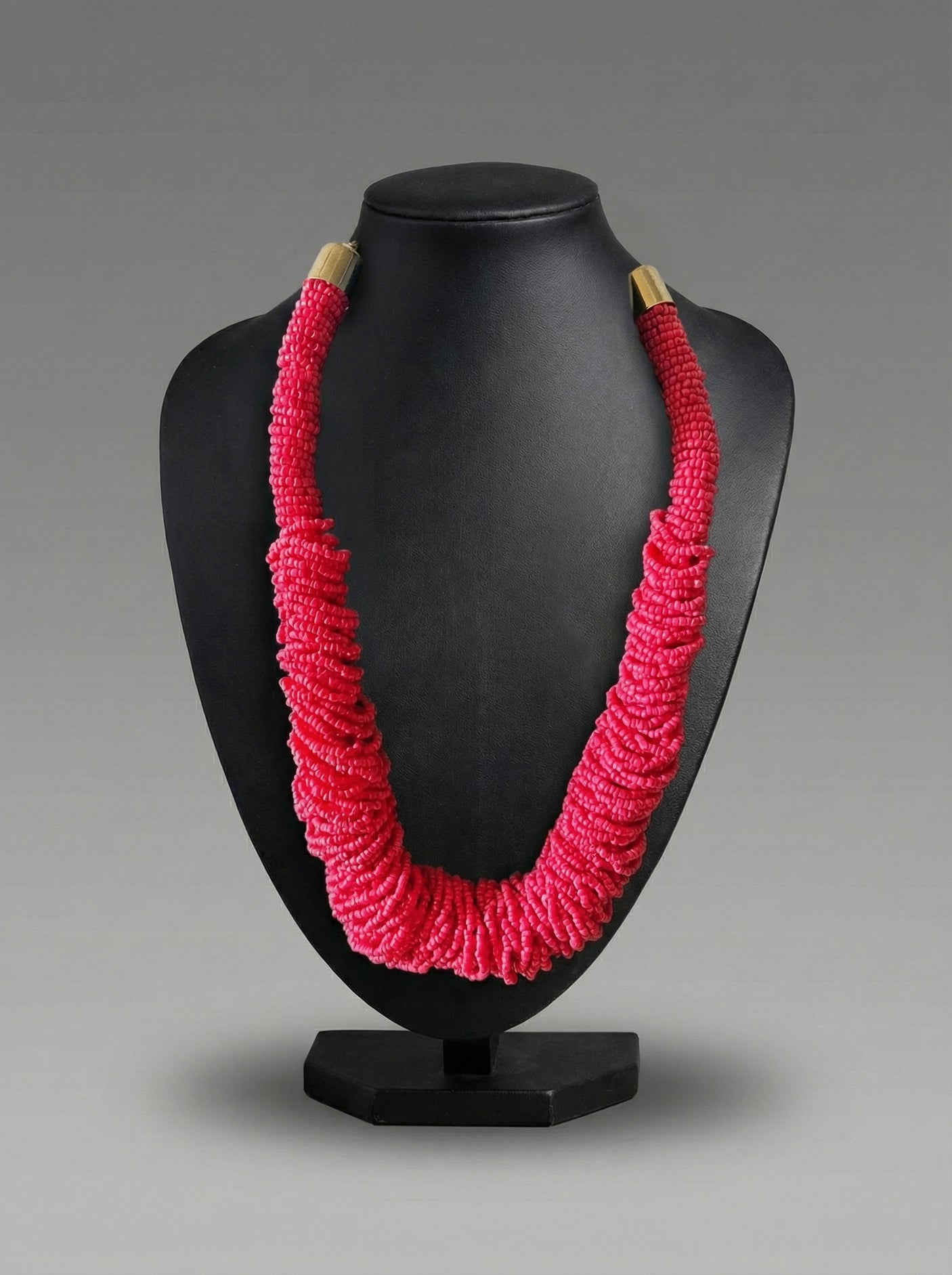 Chunky Red Loop Seed Bead Collar Necklace