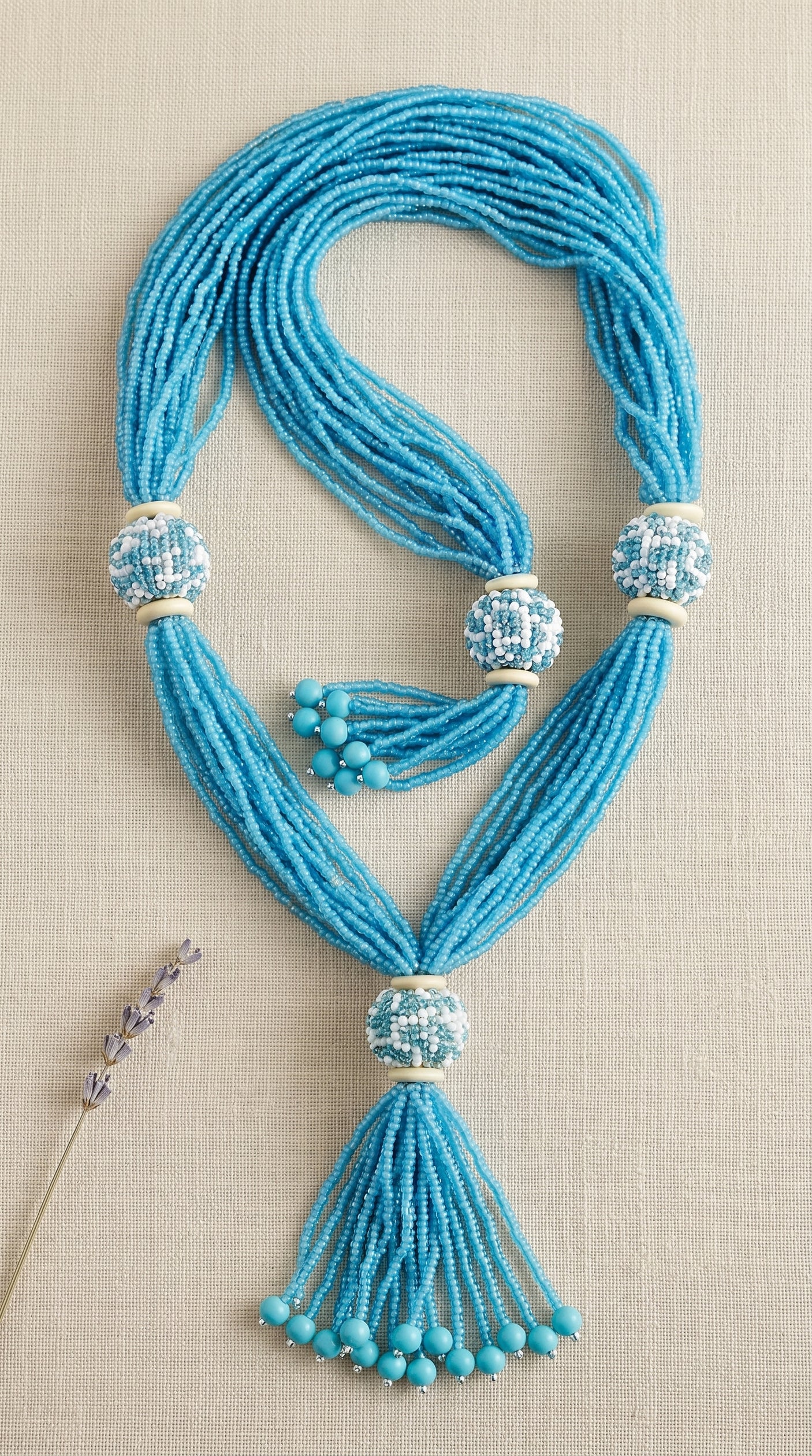 Blue Glass Beads Multi-Layer Handmade Necklace