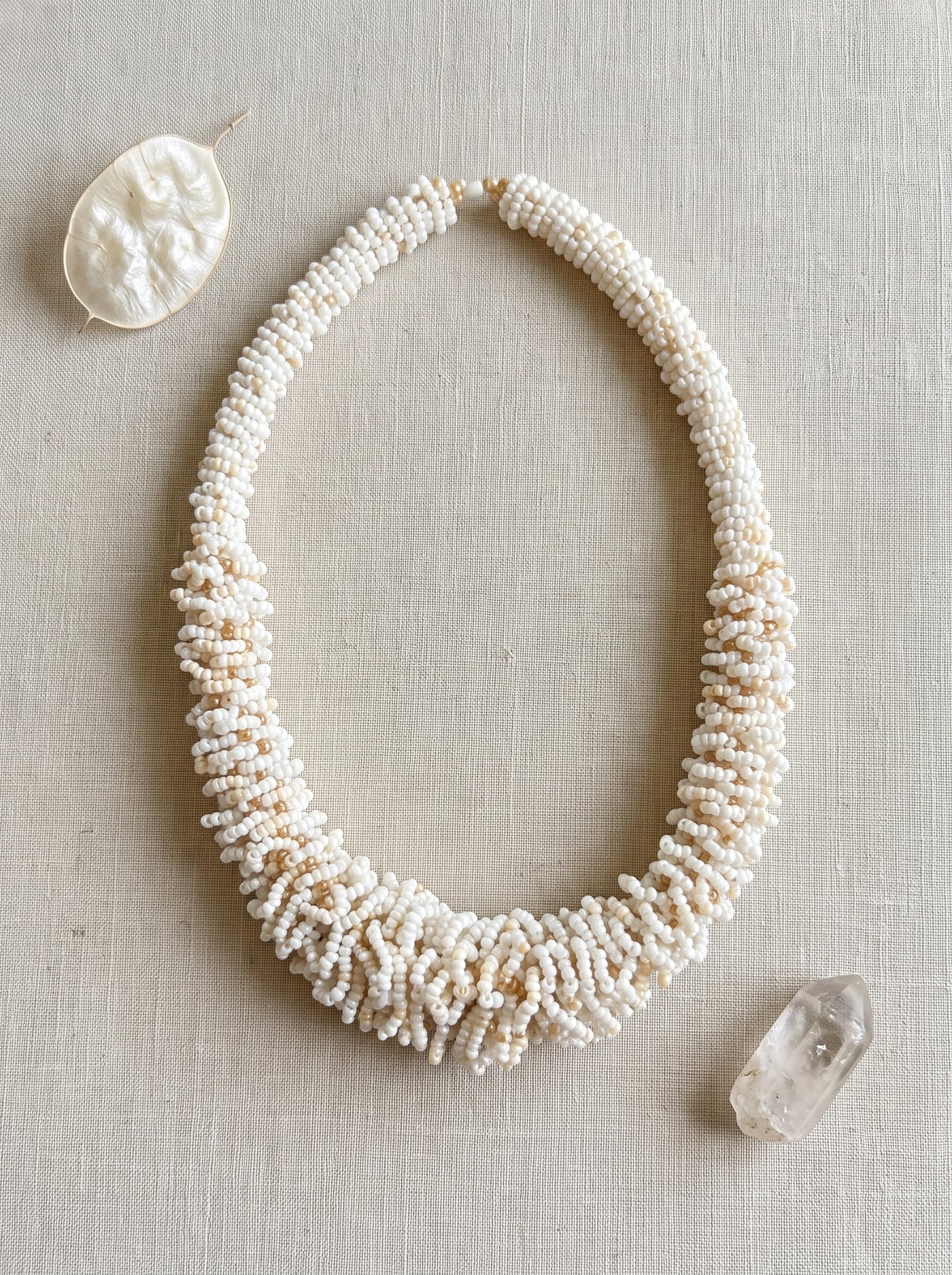 Off-White Beads Handmade Choker Necklace