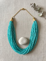 Blue Glass Beads Multi-Layer Beaded Necklace