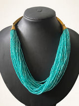 Blue Glass Beads Multi-Layer Beaded Necklace