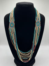Blue, Bronze and Gold Multi Layer Bohemian Beaded Necklace