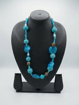 Blue Statement Glass Beads Long Necklace