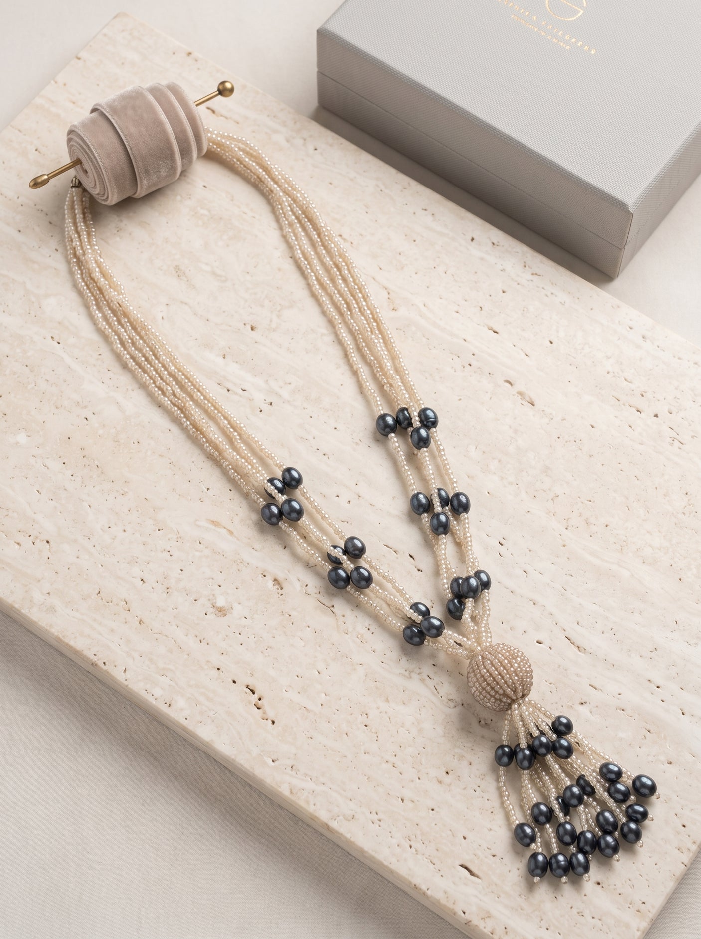 Two Tone Glass Beads Elegant Multi-Layer Necklace