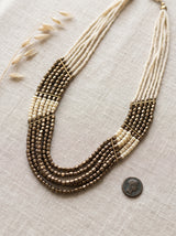Beige and Bronze Beads Multi-Layer Handmade Necklace