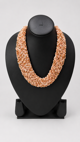 Peach and Gold Beaded Multi-Layer Handmade Necklace