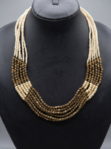 Beige and Bronze Beads Multi-Layer Handmade Necklace