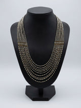 Silver and Bronze Metal Beads Multi Layer Statement Necklace