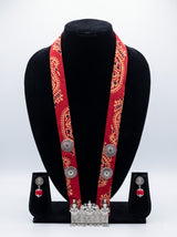 Ajrakh Block Print Statement Pendant Collar Necklace