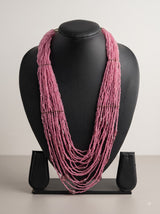 Pink Glass Beads Multi-Layer Beaded Handmade Necklace