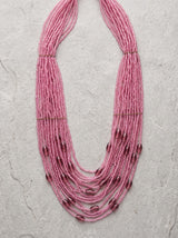 Pink Glass Beads Multi-Layer Beaded Handmade Necklace