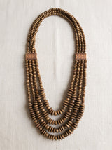 Cocoa Cascade – Handmade Multi-Strand Wooden Bead Necklace