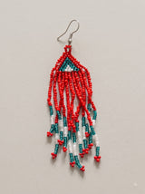 Red and Blue Hand Beaded Dangler Earrings