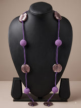 Purple Fabric Balls and Glass Beads Long Boho Necklace