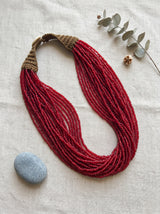 Ruby Red Beads Hand Beaded Multi-Layer Necklace