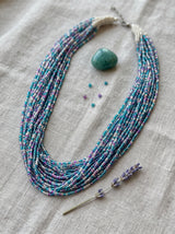 Ocean Breeze Blue Beads Hand Beaded Multi-Layer Necklace
