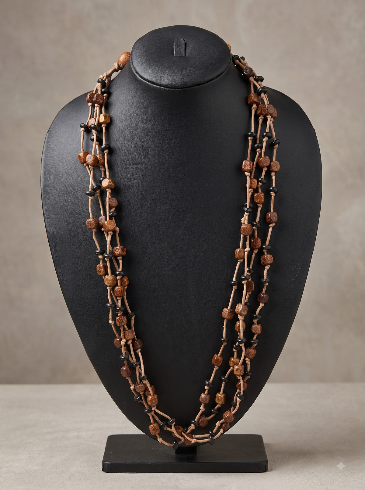 Brown Beads and Rope Multi Layer Boho Necklace