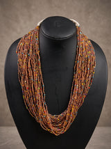 Bronze-Tones Beads Hand Beaded Multi-Layer Necklace