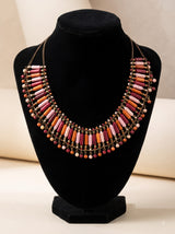 Acrylic Beads Matt Gold Finish Handmade Boho Choker Necklace