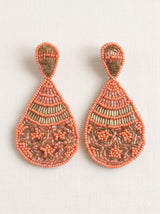 Orange and Gold Glass Beads Drop Earrings