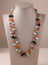 Glass Beads and Charms Hand Braided Long Necklace
