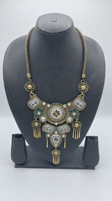 Dull Gold Finish Intricately Detailed Statement Necklace