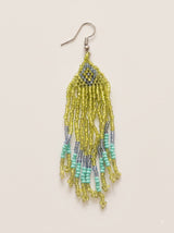Green and Blue Glass Beads Hand Beaded Dangler Earrings