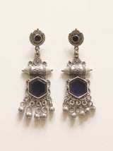 Black Enamel Painted Oxidised Earrings