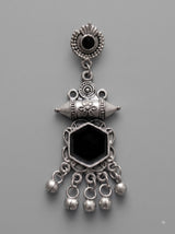 Black Enamel Painted Oxidised Earrings