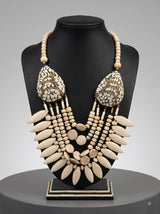 Ivory Bone Beads Quirky Statement Necklace