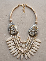 Ivory Bone Beads Quirky Statement Necklace